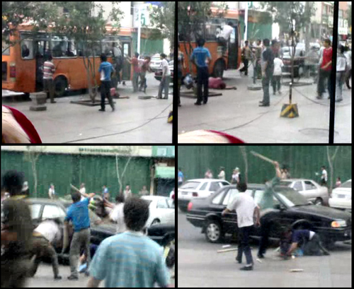 Screenshots from a cellphone-taped video clip of an incident during the Urumchi riots in July 2009.