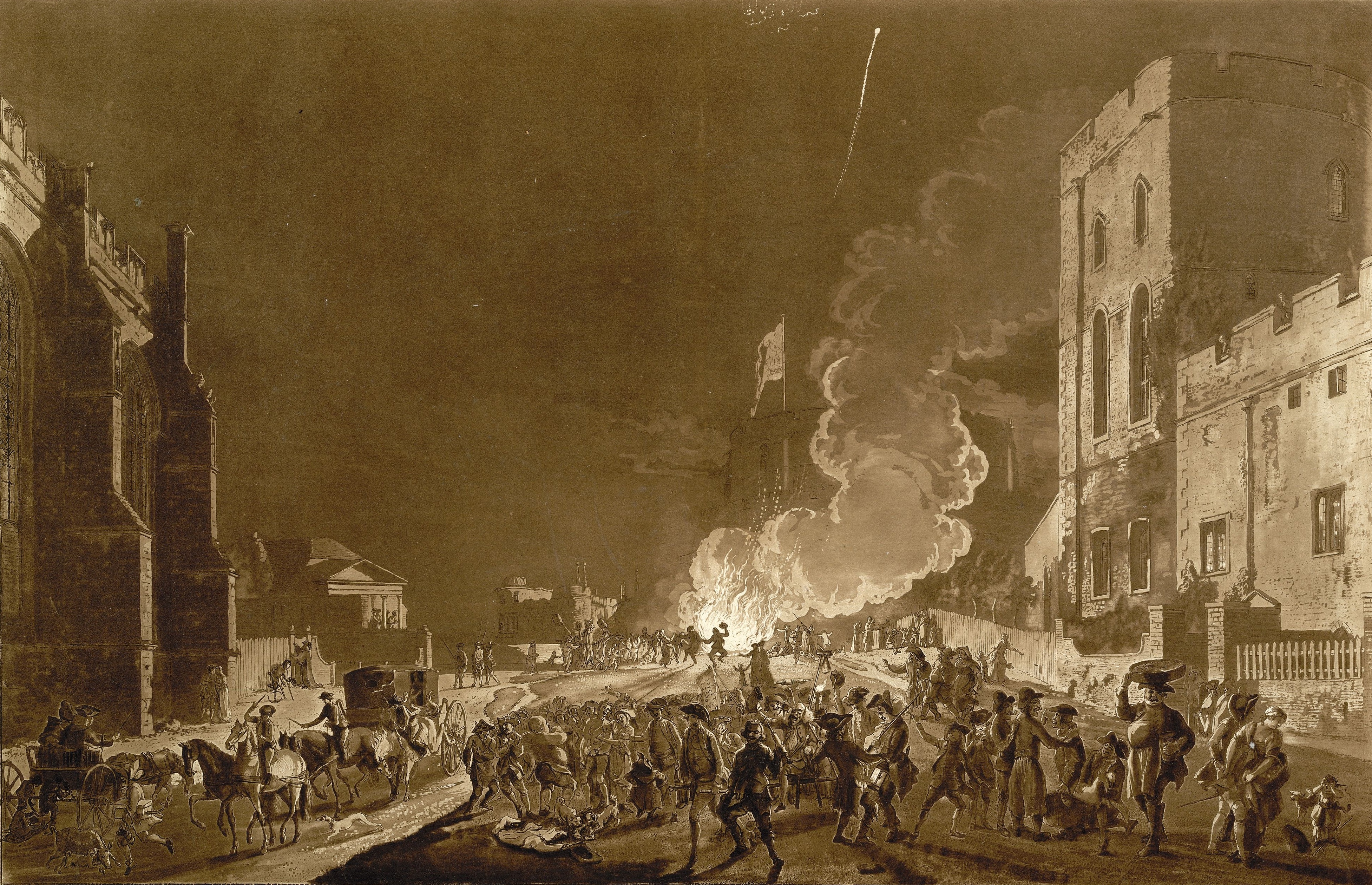 Bonfire Night festivities in Windsor Castle, c. 1776.