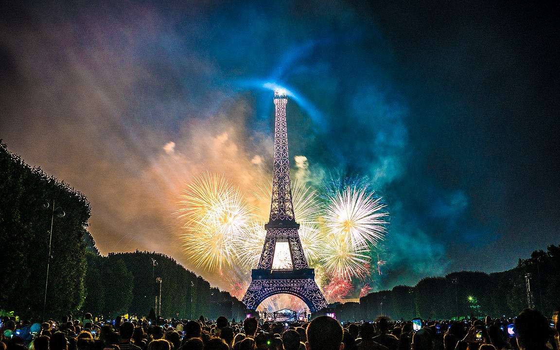 Fireworks in Paris on Bastille Day, 2017