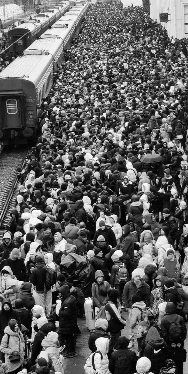 A photo taken at a Kharkiv train station, probably on March 2, 2022.