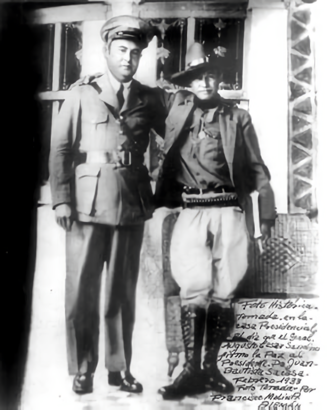 Sandino (right) and then-head of the National Guard and future dictator Anastasio Somoza, February 1933. 