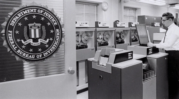 The FBI National Crime Information Center located in Washington D.C. stored enormous amounts of government data, 1960s.