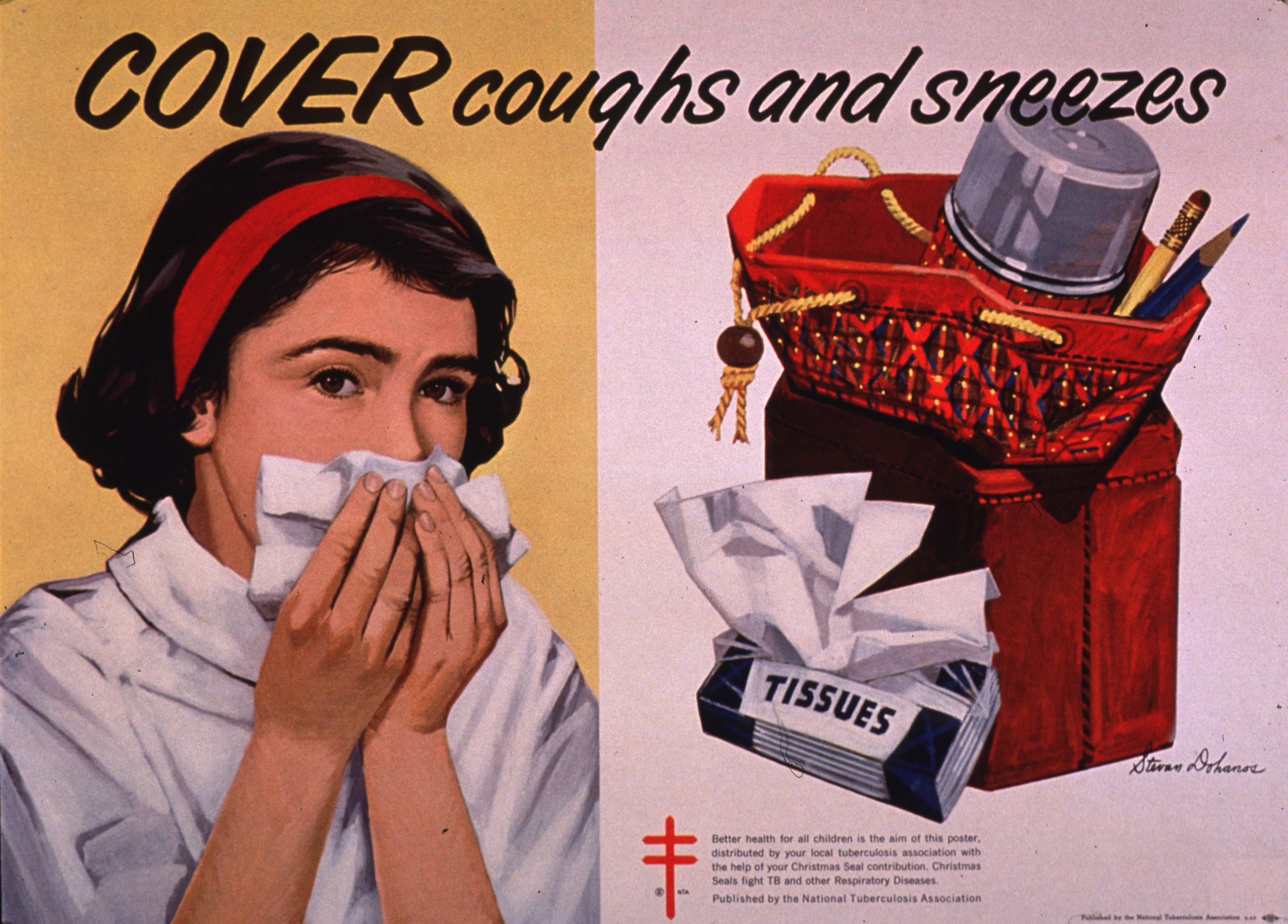 A 1962 poster from the National Tuberculosis Association promoting hygiene.