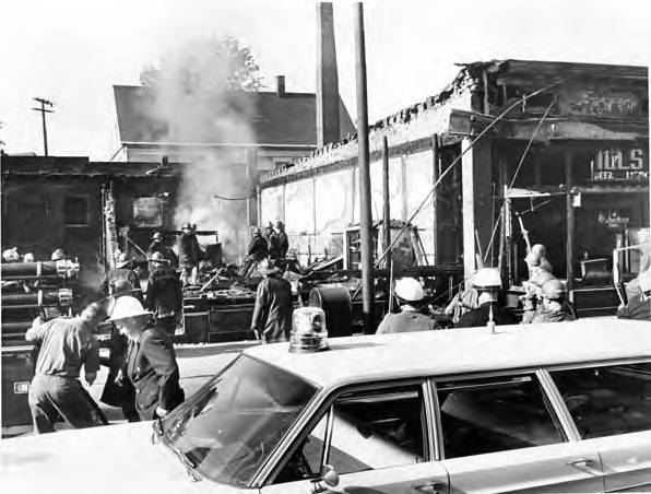 Smoldering fire started anew at Crawford & Hough during the 1966 Hough Uprising.