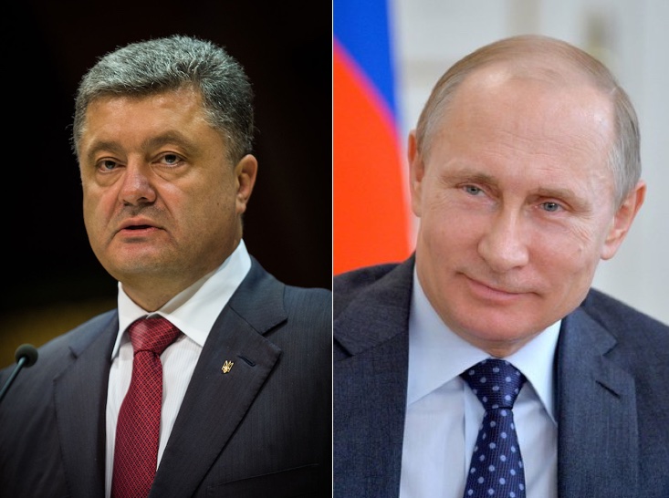 Petro Poroshenko (left) and Vladimir Putin (right)