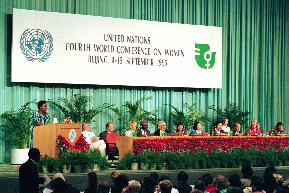 The head table during the opening ceremony of the 1995 World Conference on Women.