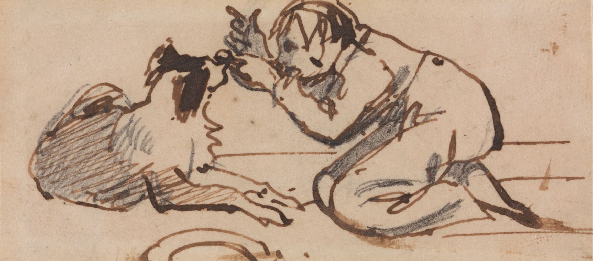 A sketch depicting a Victorian child playing with their pet dog. It was important that both parties play nicely to achieve mutually positive interactions. Daniel Maclise, A Child Playing with a Dog, Yale Center for British Art, Paul Mellon Collection (image in public domain).