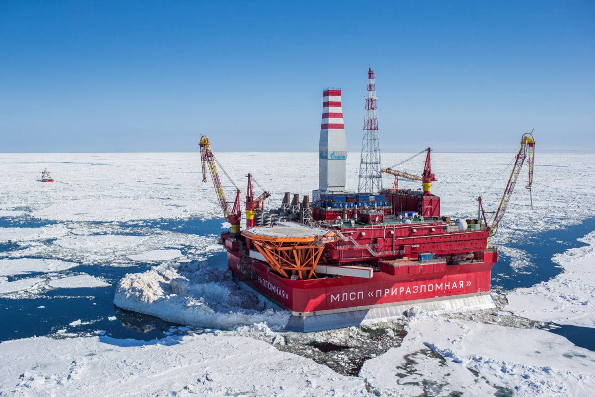 Russian oil rig in the Pechora Sea.