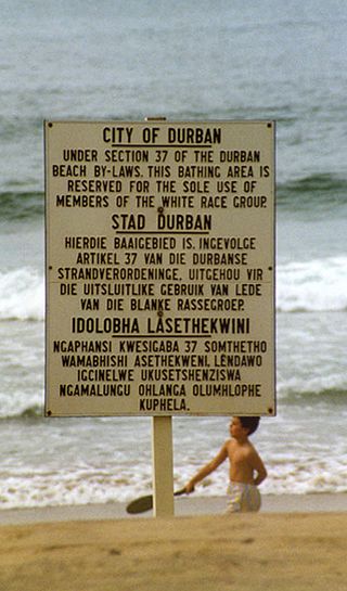 South Africa’s legal system of segregation expressed in this sign at a beach in the 1980s.
