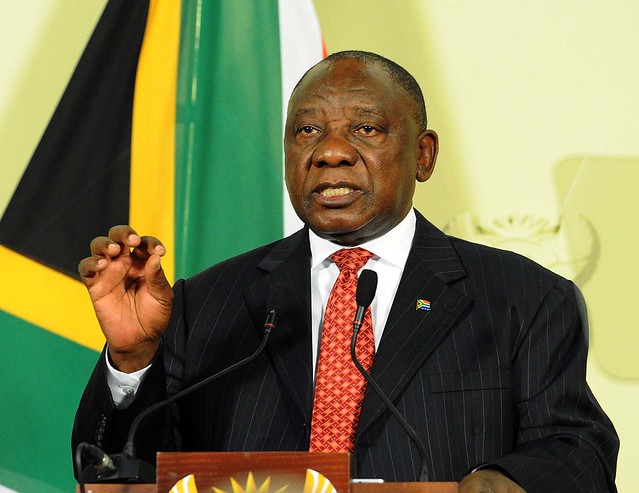 President Cyril Ramaphosa announcing economic stimulus plans in 2018