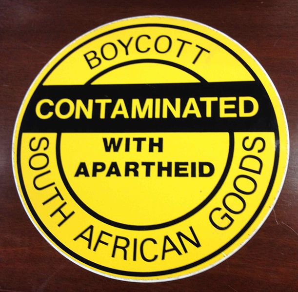 Around the globe anti-apartheid activists called for the boycott of goods from South Africa and government sanctions.