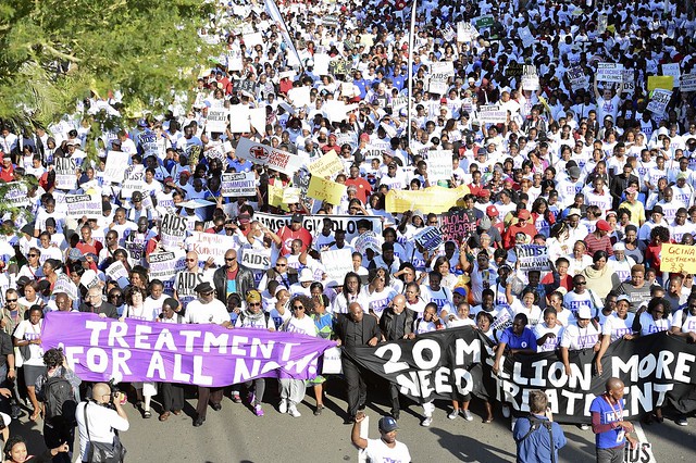 Treatment Action Campaign marchers at an International AIDS Conference in Durban