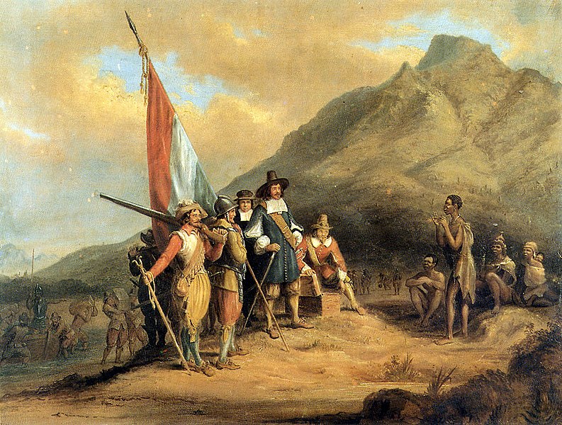 A 19th century depiction of the arrival of the Dutch in South Africa in 1652