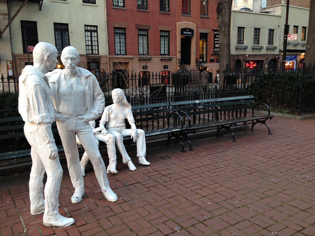 A monument commemorating the gay rights movement and Stonewall Riot.