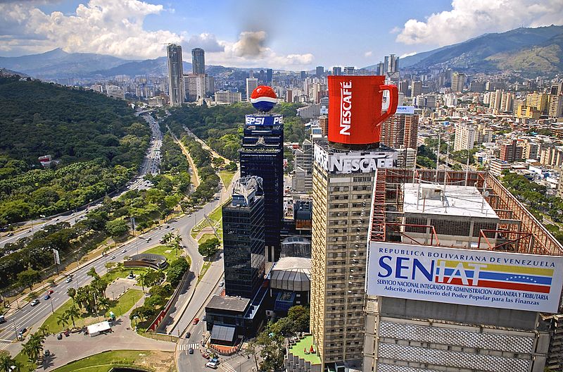 Aerial view of Plaza Venezuela.