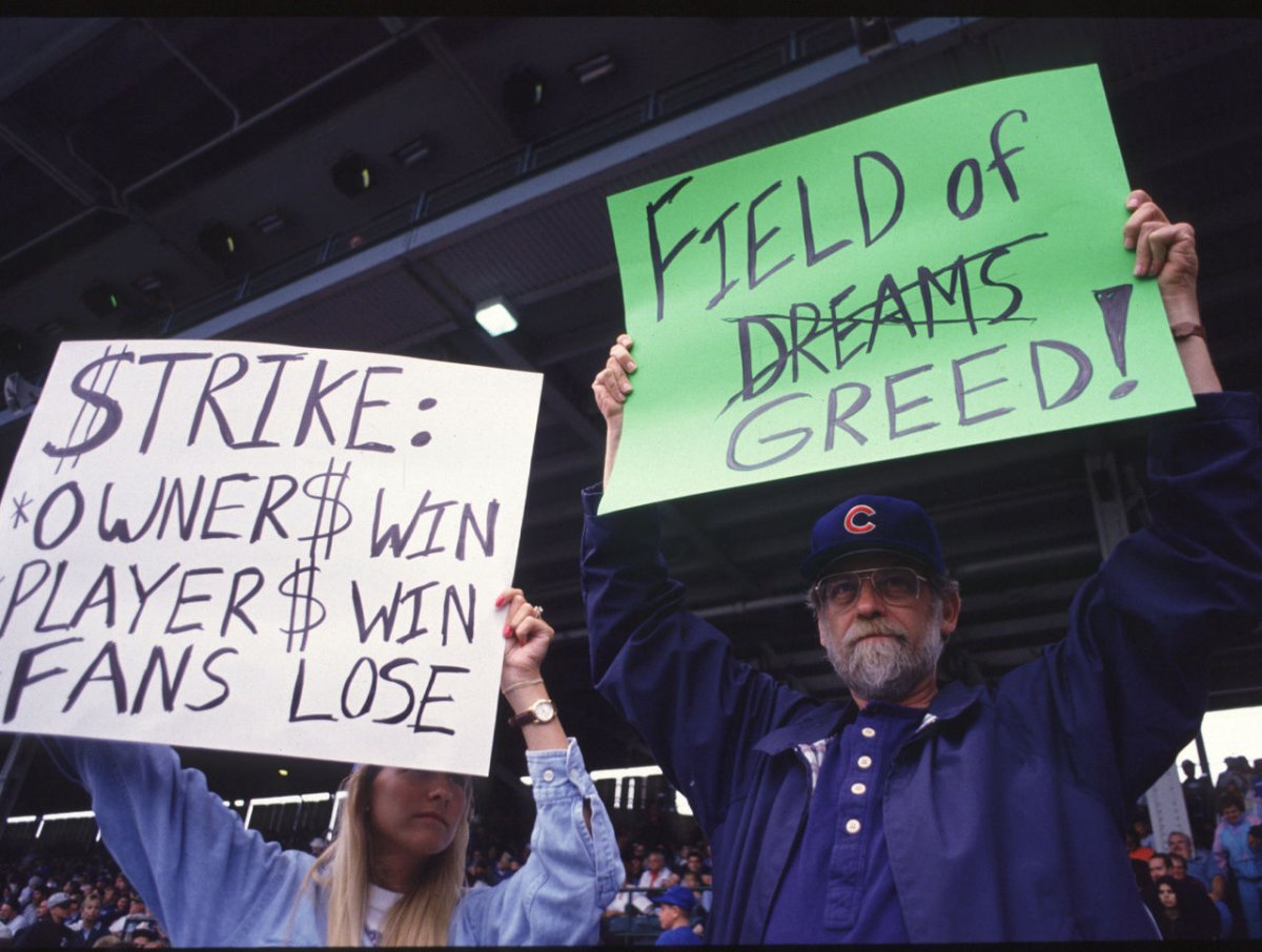 A strike by major league baseball players began on August 12, 1994.