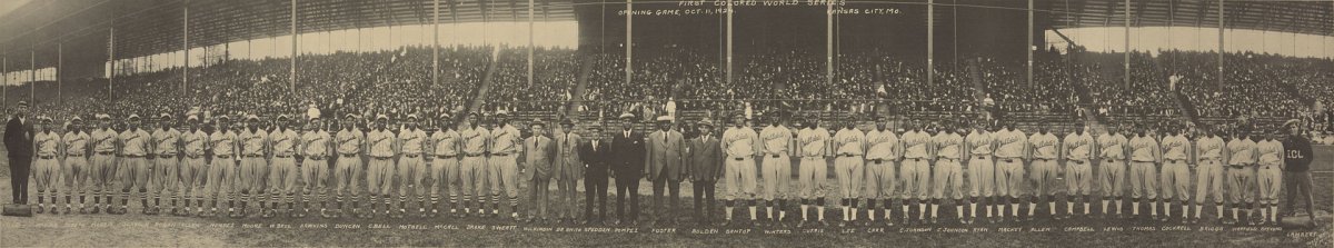 Kansas City Monarchs and the Hilldale Giants line up before the 1924 World Series.