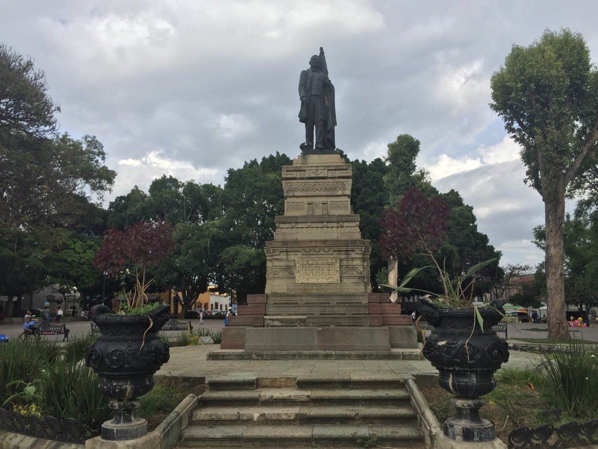 Statue to Oaxaca’s native son at the center of Benito Juárez Park.
