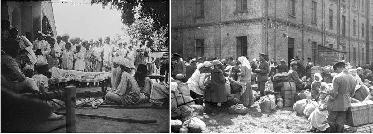 On the left, a 1929 anti-malaria investigation. On the right, the International Committee of the Red Cross in Latvia.
