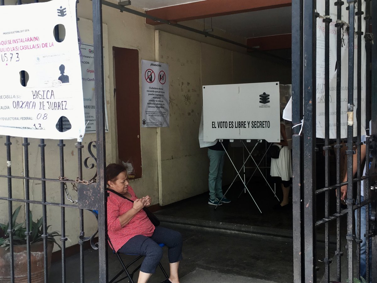 Oaxacans queue up to vote in the July 1 federal elections.