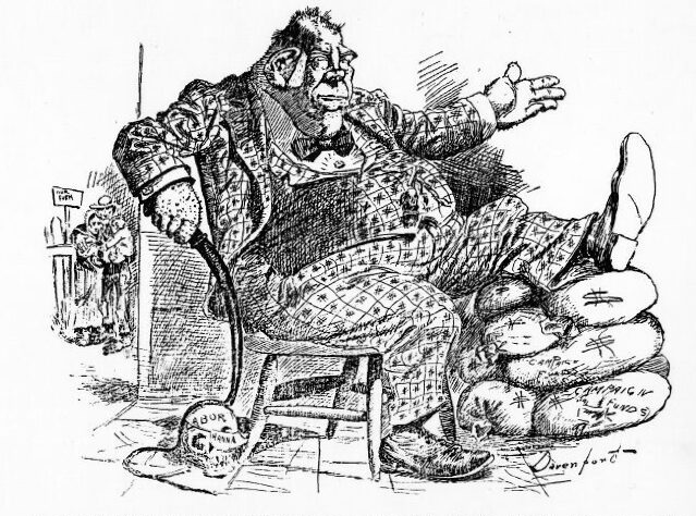 Mark Hanna depicted in an 1896 political cartoon.