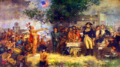 Depiction of the signing of the Treaty of Greenville in 1795.