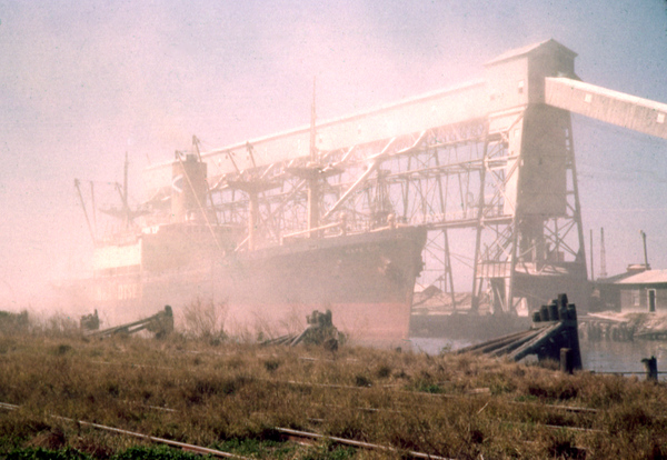 Phosphate loaded by elevator at Port Tampa, FL in 1958