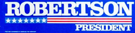 A bumper sticker for Pat Robertson’s unsuccessful 1988 campaign.