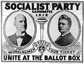 A 1912 campaign poster for the Socialist Party Presidential candidates.