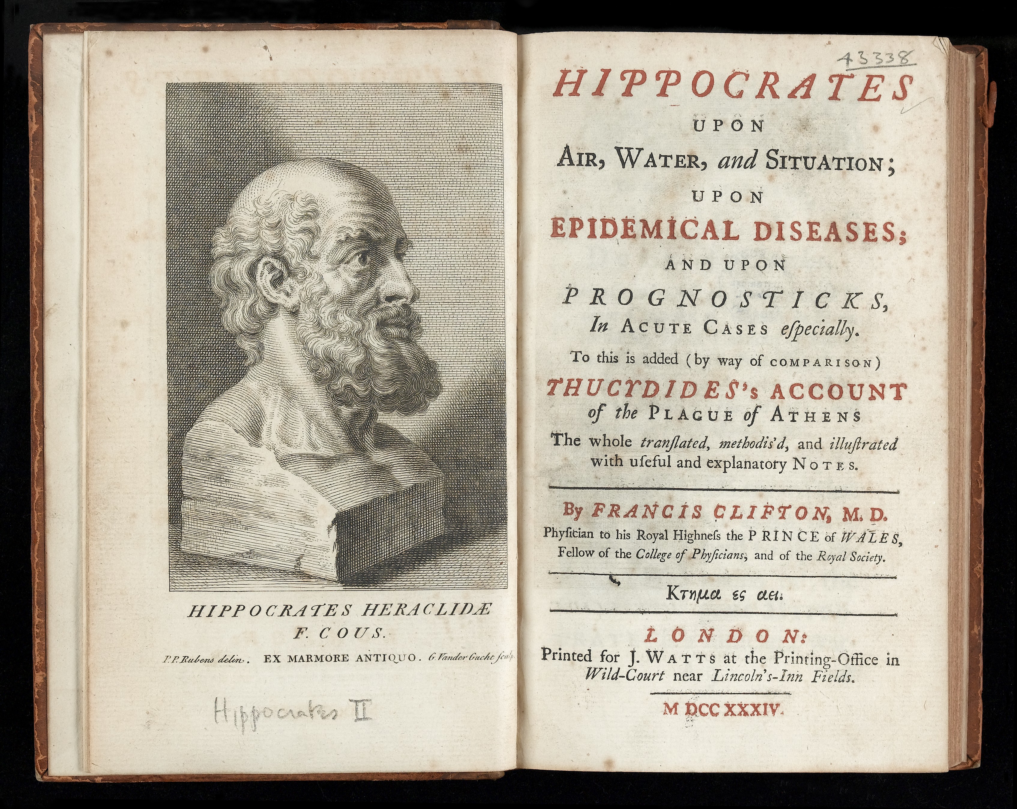 The title page of Hippocrates's 'Airs, Waters, Places.'