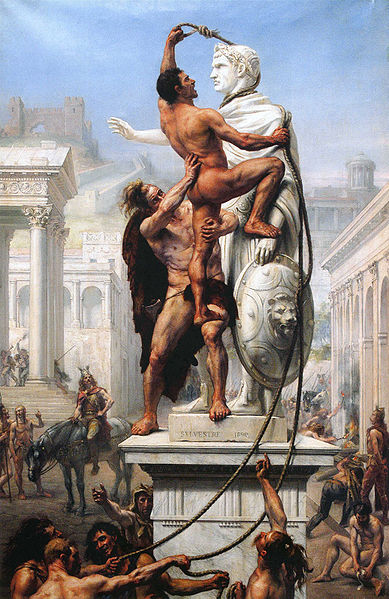 An 1890 painting depicting the sacking of Rome by 'barbarians' in 410 C.E.