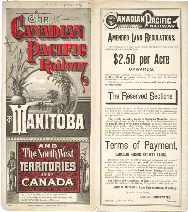 An 1883 advertisement for land in western Canada