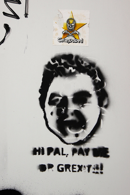 Graffiti in Greece in 2015 threatening a Grexit.