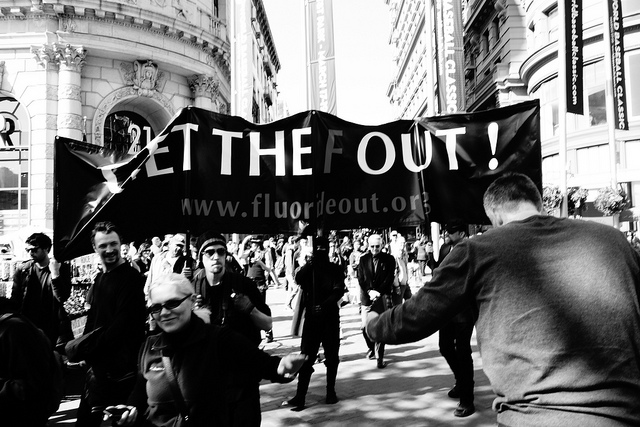 A 2009 protest in San Francisco, CA against fluorinated water