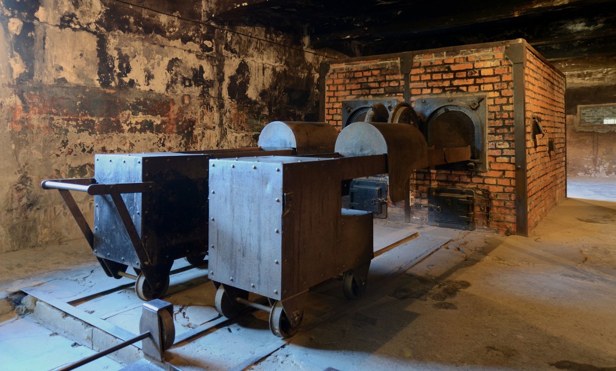 Interior of the crematorium at Auschwitz I at the museum.