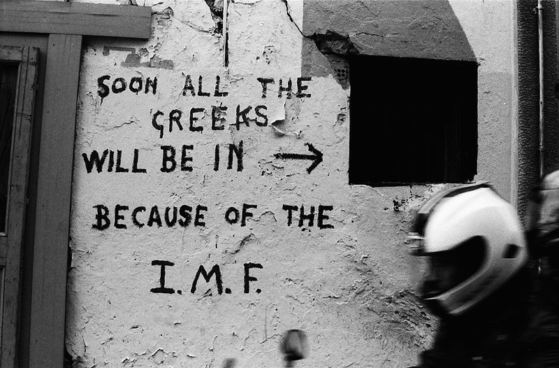 Graffiti in Greece critical of the IMF.
