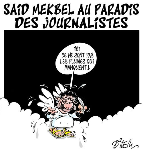 Cartoon by Ali Delim in honor of 20th anniversary of Said Mekbel’s killing.