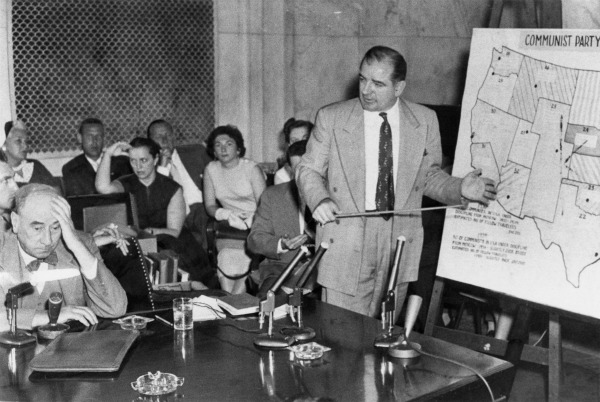 Senator Joseph McCarthy lecturing Joseph Welch.