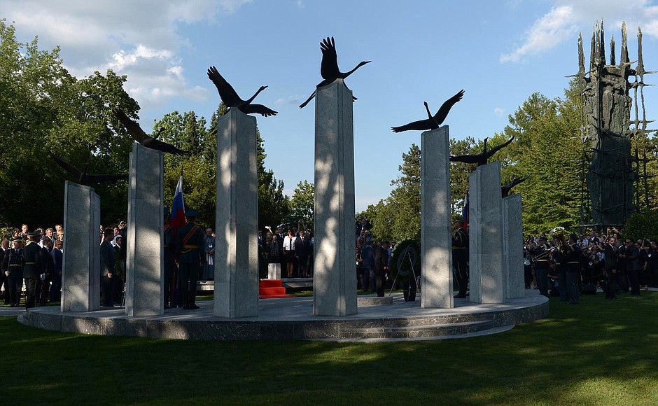 The 2016 dedication of a monument to Russian and Soviet soldiers who died in Slovenia in World War I and II.