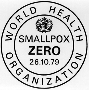 World Health Organization logo commemorating the eradication of smallpox in 1979.