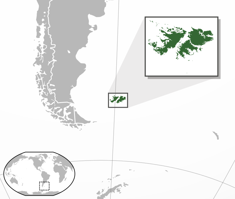 Location of the Islas Malvinas/Falkland Islands.