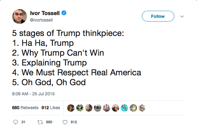 A July 2015 Tweet from Ivor Tossell.