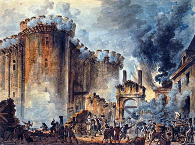 The storming of the Bastille continued to inspire the artists even in the 19th century as seen in the painting Prise de la Bastille by Jean-Pierre Houël (1874)