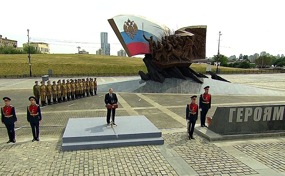 Vladimir Putin at the 2014 opening of a new memorial to 'the heroes of the First World War.'