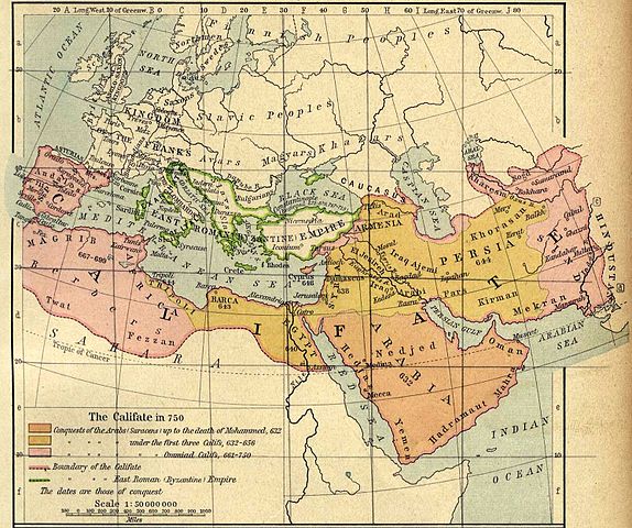 Umayyad Caliphate in 750.