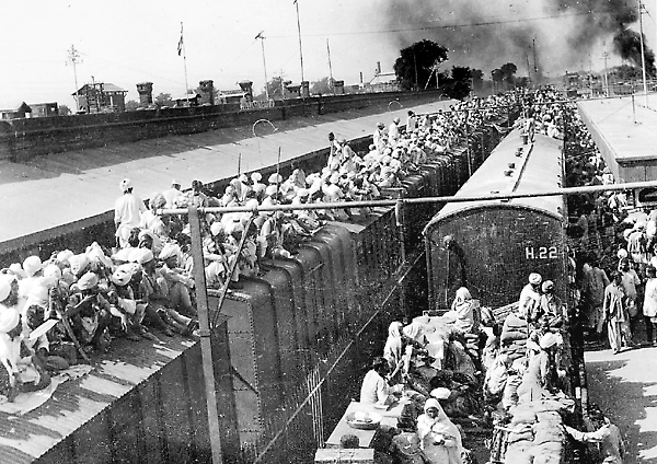 Refugees crowded emergency trains leaving to India or Pakistan c. 1947-1953.