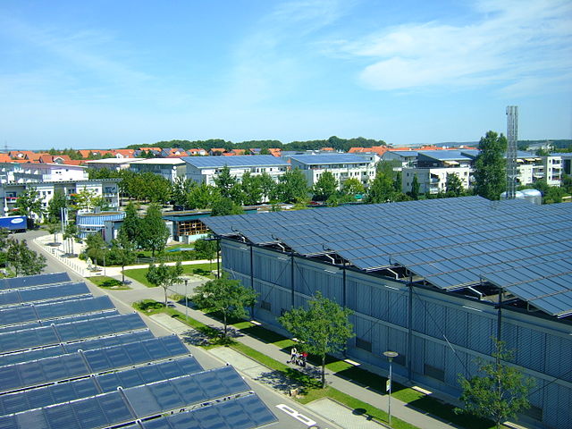  Solar panels on the top of private residences.
