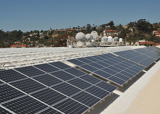 A view of solar panels installed in San Diego.