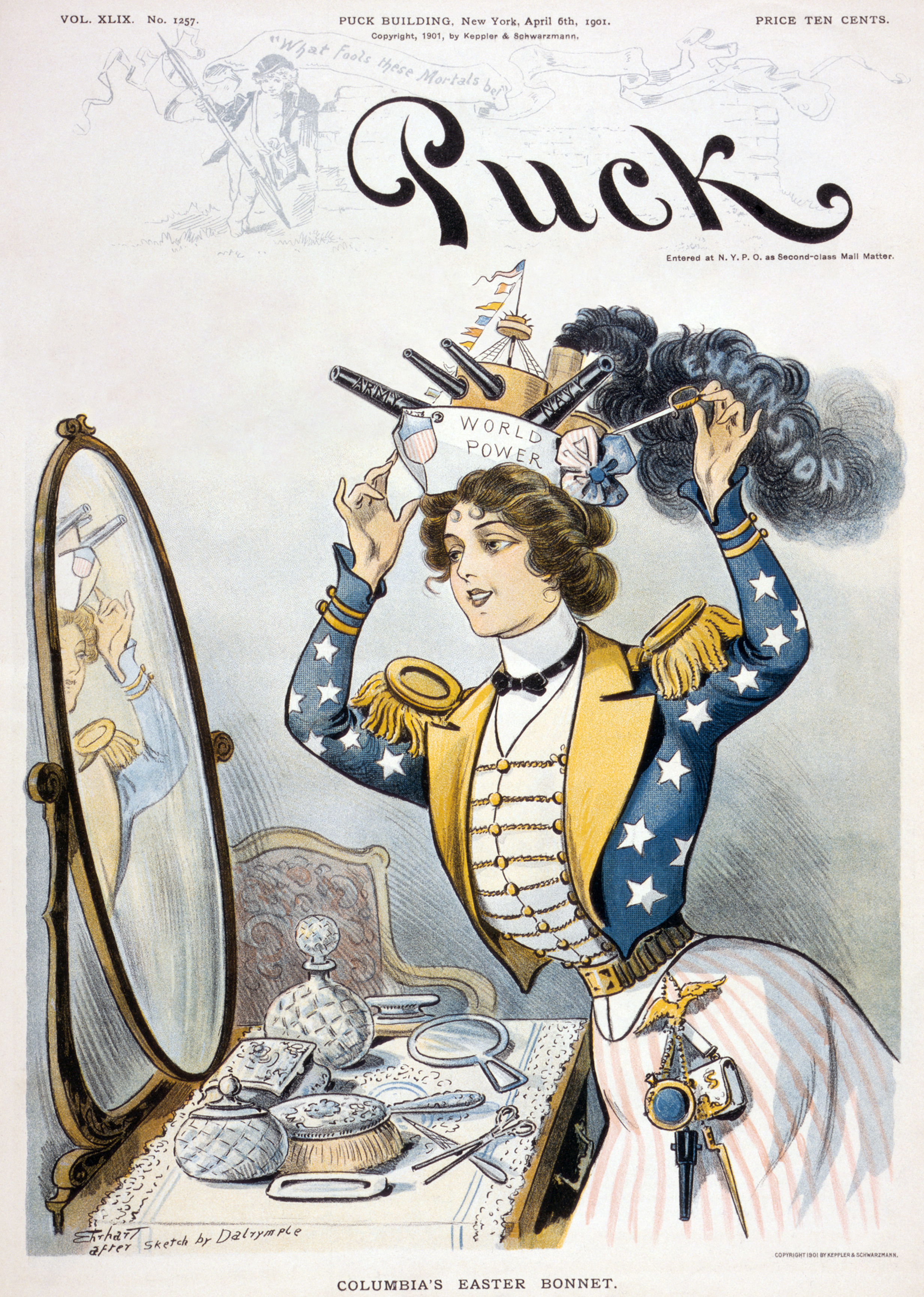 The 1901 cover of Puck, a satirical magazine.
