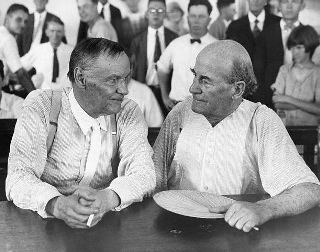 Clarence Darrow and William Jennings Bryan together at the famous Scopes Monkey Trial of 1925.